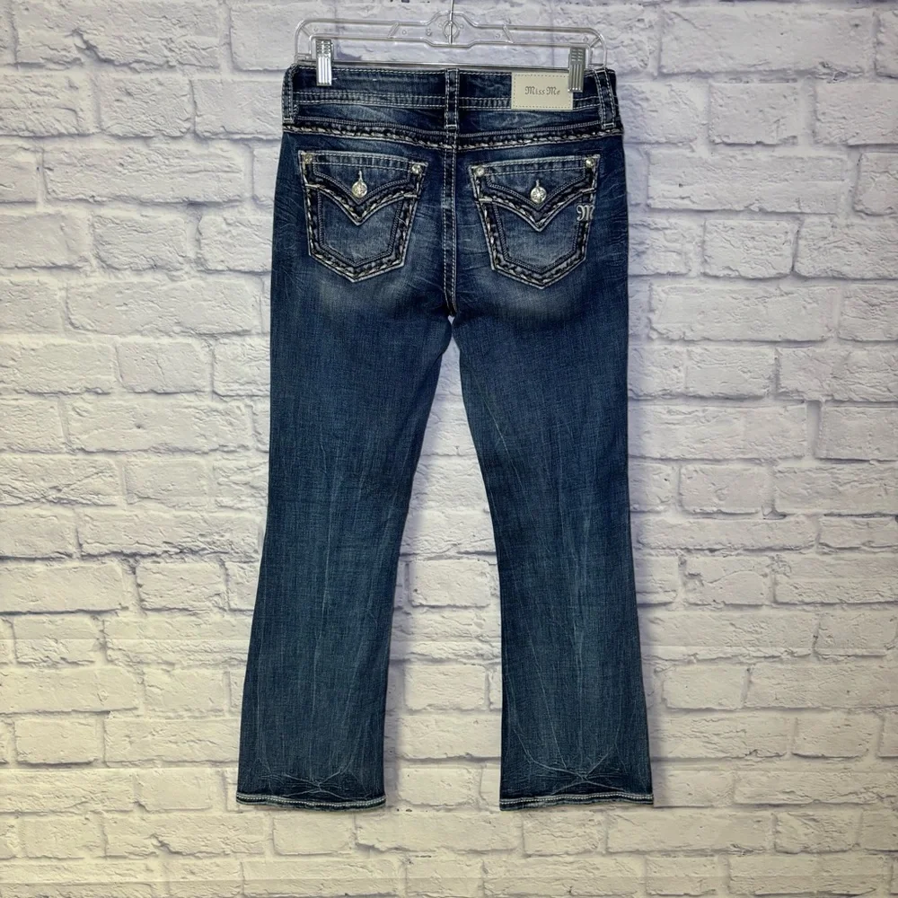 Miss Me Los Angeles Curvy Boot Cut Embellished  Beaded Jeans Bling Size 27x29.5